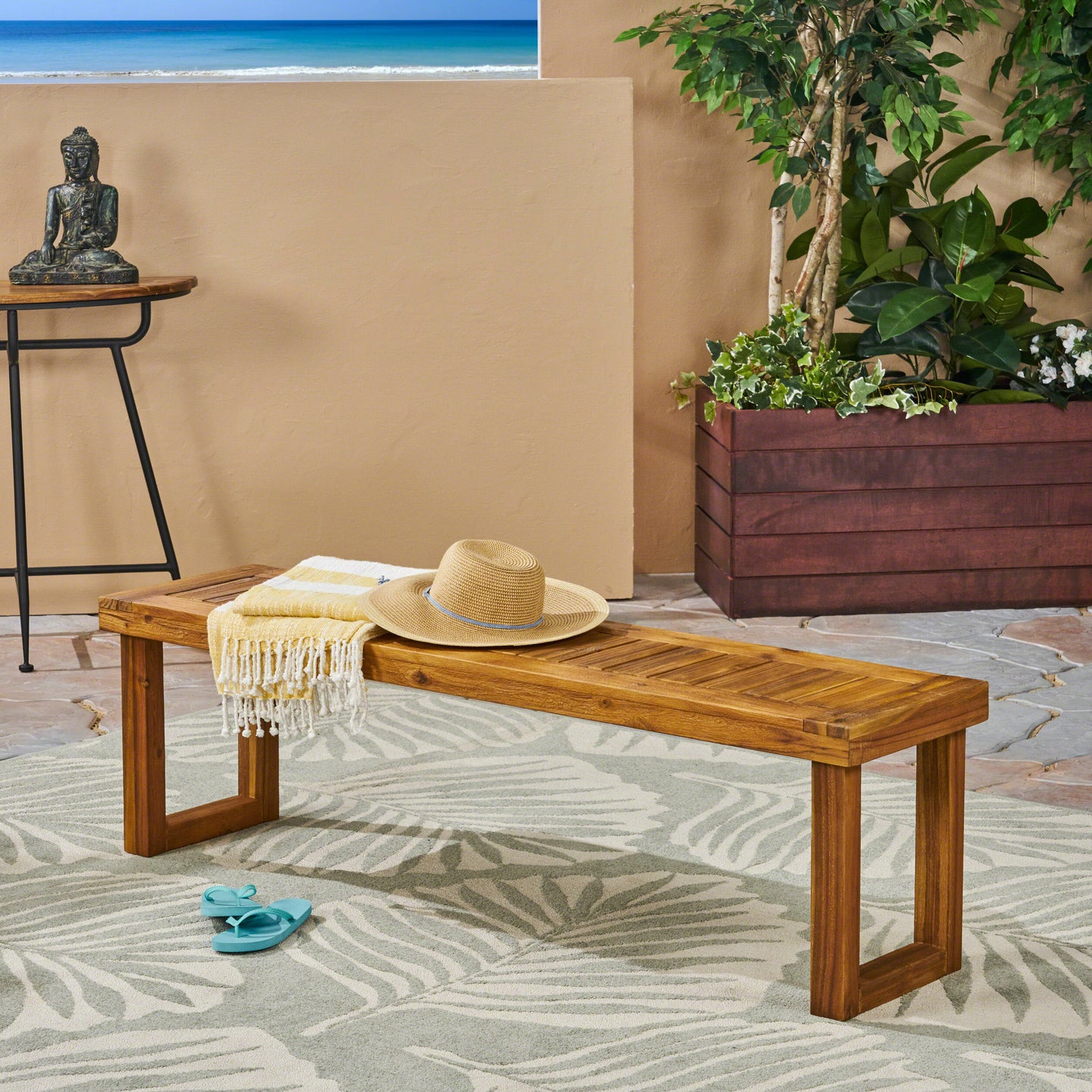 Irvington Craftsman Natural Wood Bench