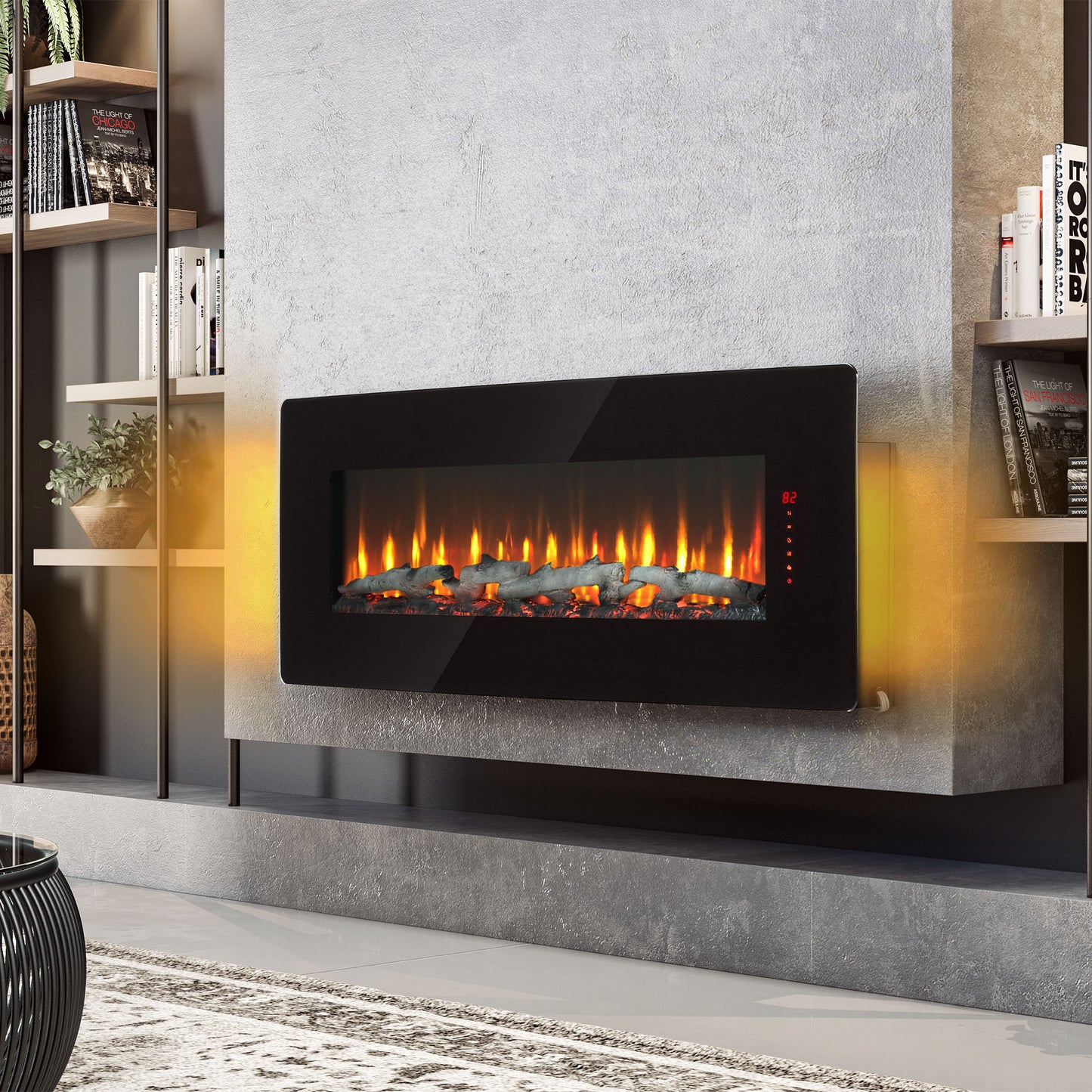 Irvington Modern Curved Wall Electric Fireplace
