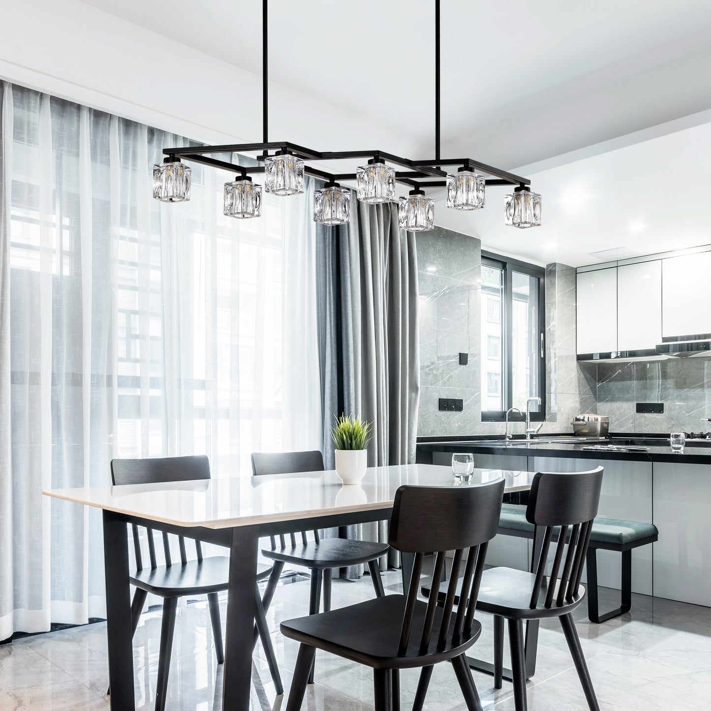 Marcel Industrial Crystal Chandelier