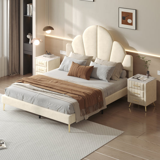 Somerset Modern Velvet Petal Bedroom Set