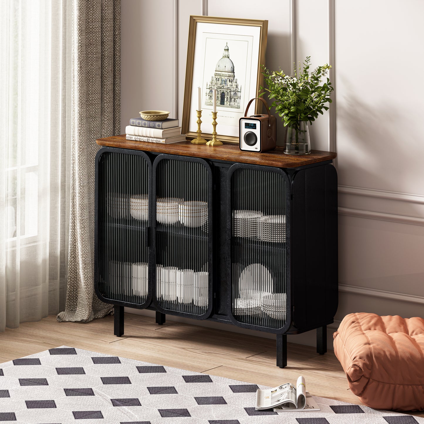 Sonoma Modern Glass Storage Cabinet