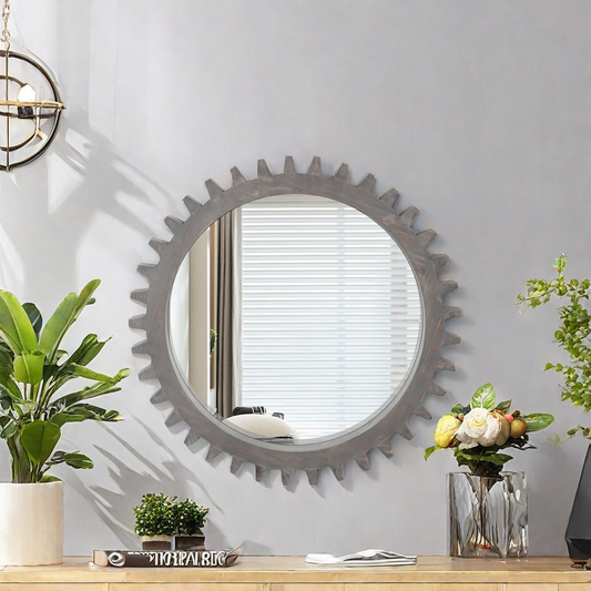 Justo Industrial Gear Wall Mirror