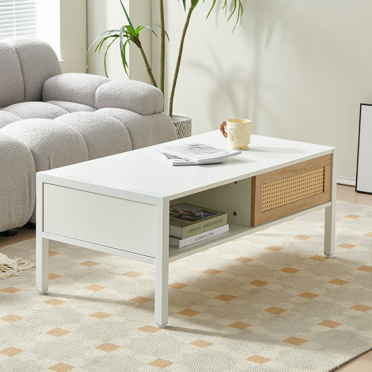 Niles Modern Rattan Sliding Storage Table