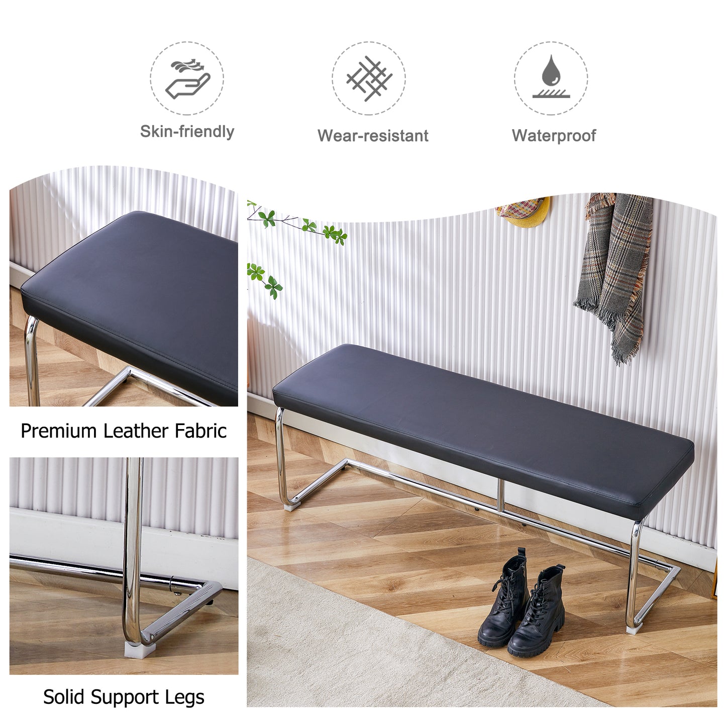 Marcel Industrial Black Shoe Bench