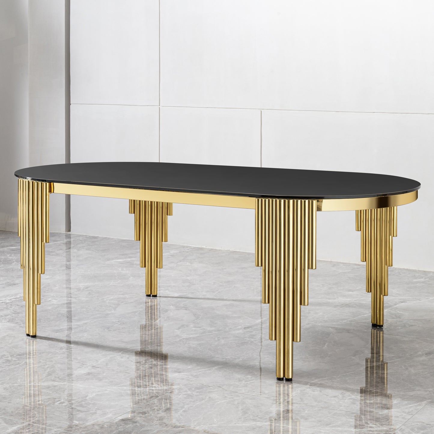 Emery Contemporary  Glass Dining Table