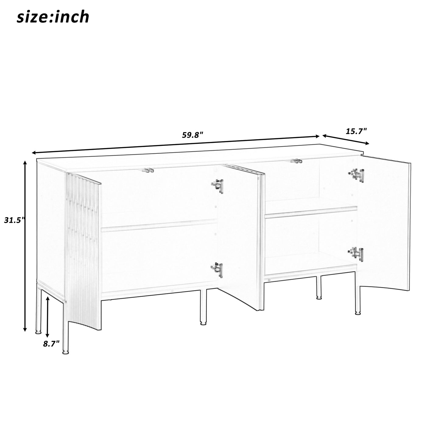 Mission Traditional Elegant Curved Sideboard