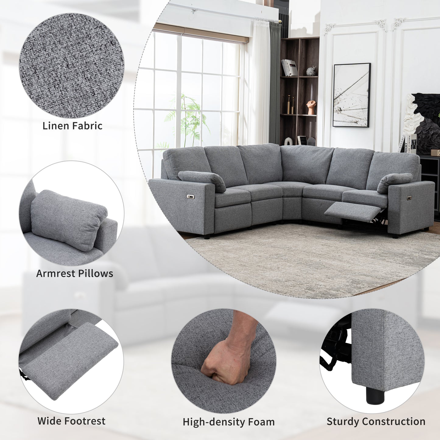 Calista Modern Reclining Theater Sectional