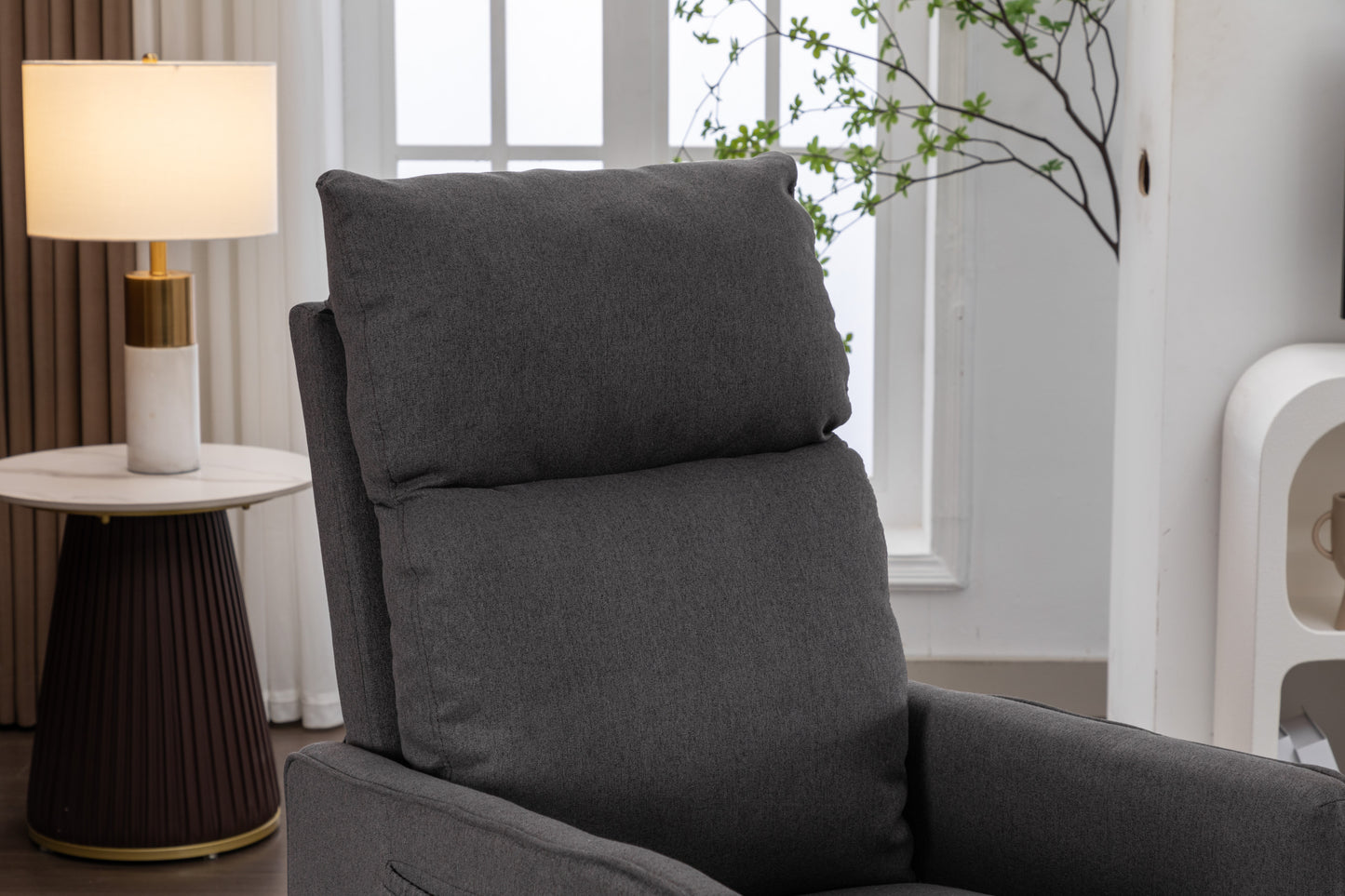 Amity Modern Cotton Linen Rocking Chair