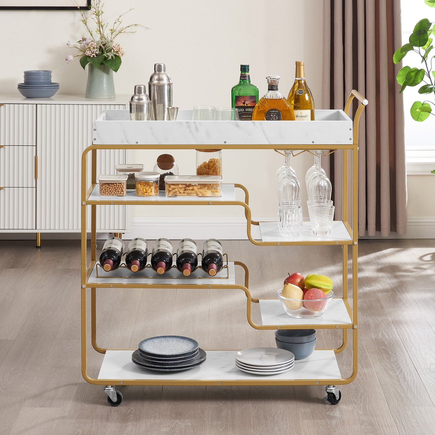 Emery Modern Retro Wine Serving Cart