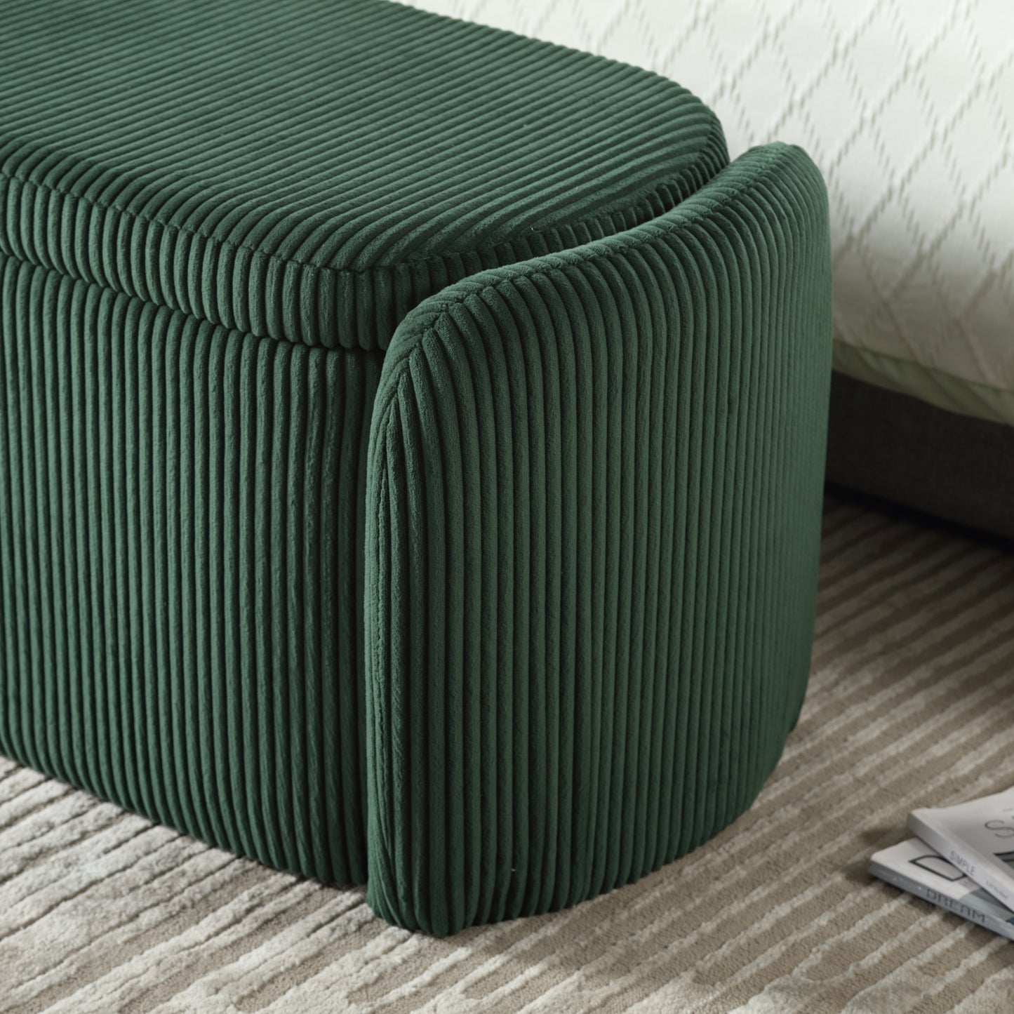 Elmcrest Contemporary Emerald Storage Ottoman