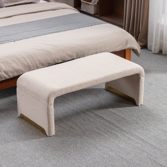 Warmsprings Mid-Century Boucle Fabric Ottoman Bench
