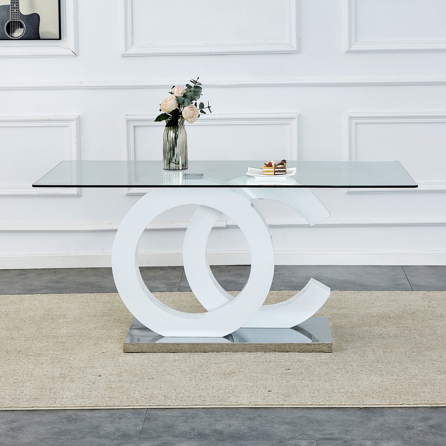 Marites Modern Minimalist Glass Dining Table