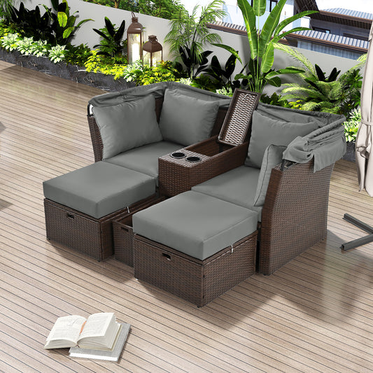 Amity Modern Loveseat Foldable Awning Daybed