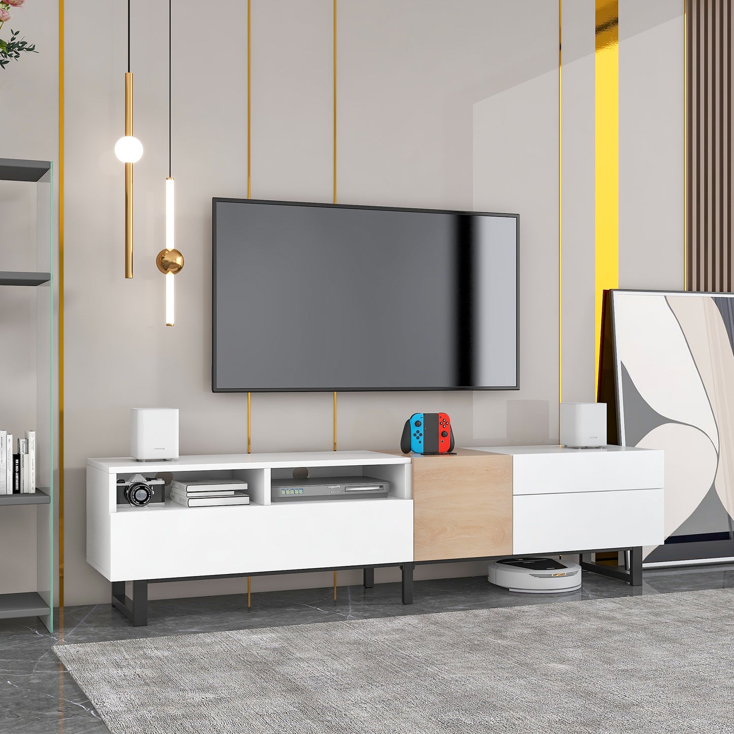 Marites Modern Drop Down Media Entertainment Table