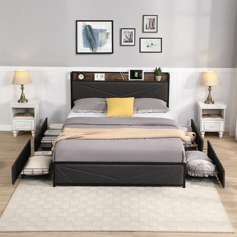 Justo Modern Charging Queen Bed