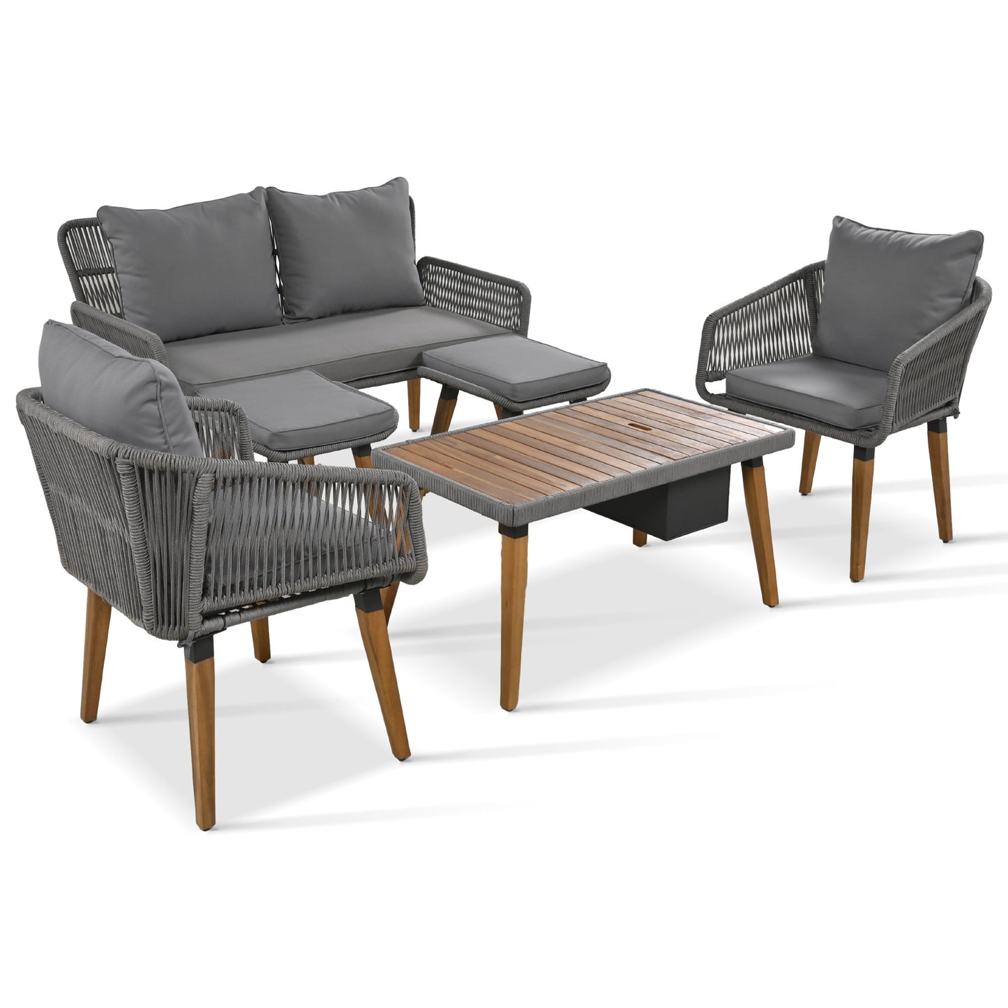 Calista Contemporary Outdoor Acacia Patio Set