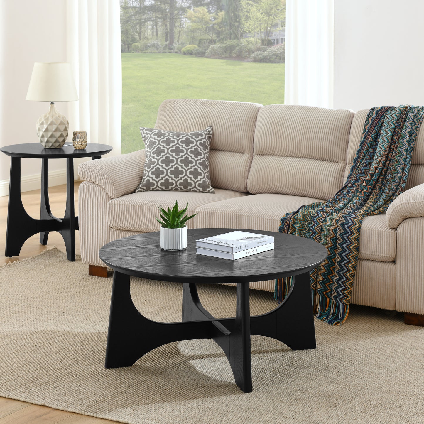 Somerset Contemporary Round Wooden Side Table