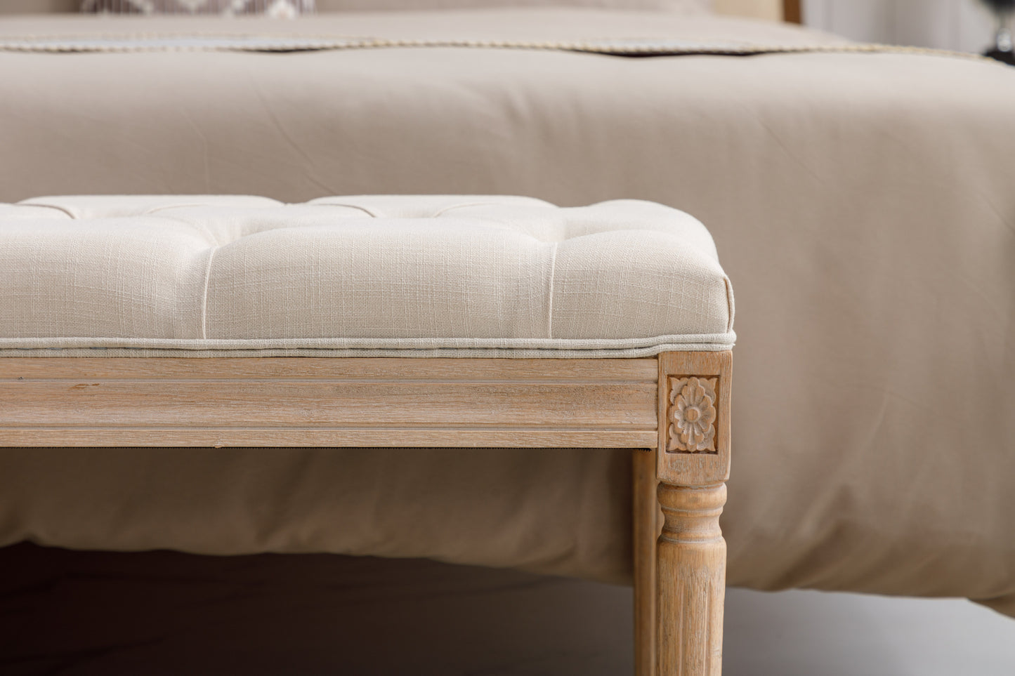 Oakridge Mid-Century Upholstered Tufted Bench