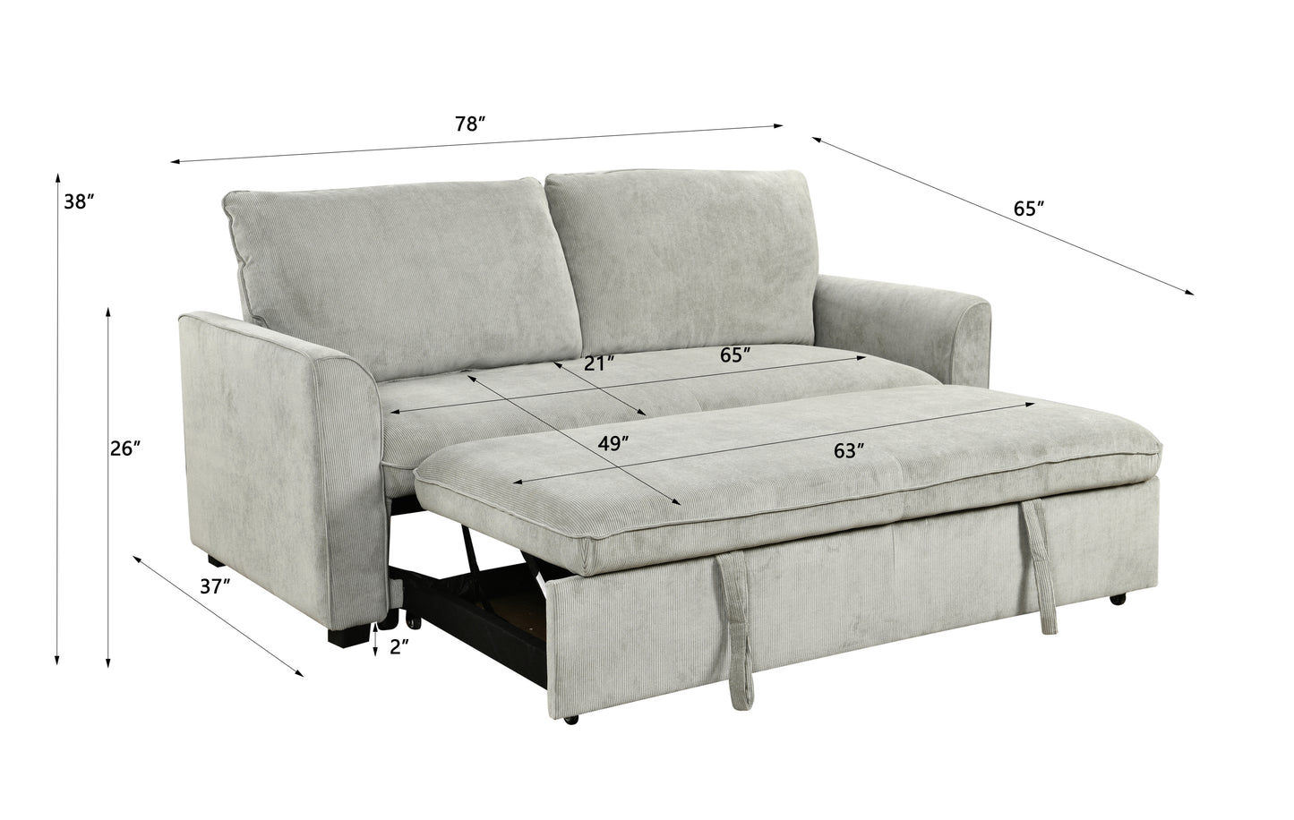 Fremont Modern Convertible Sleeper Sofa Loveseat