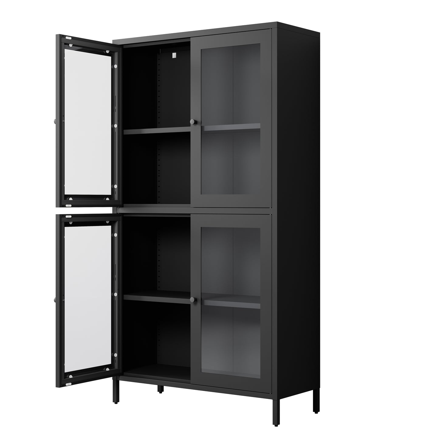Elmcrest Modern Metal Glass Cabinet