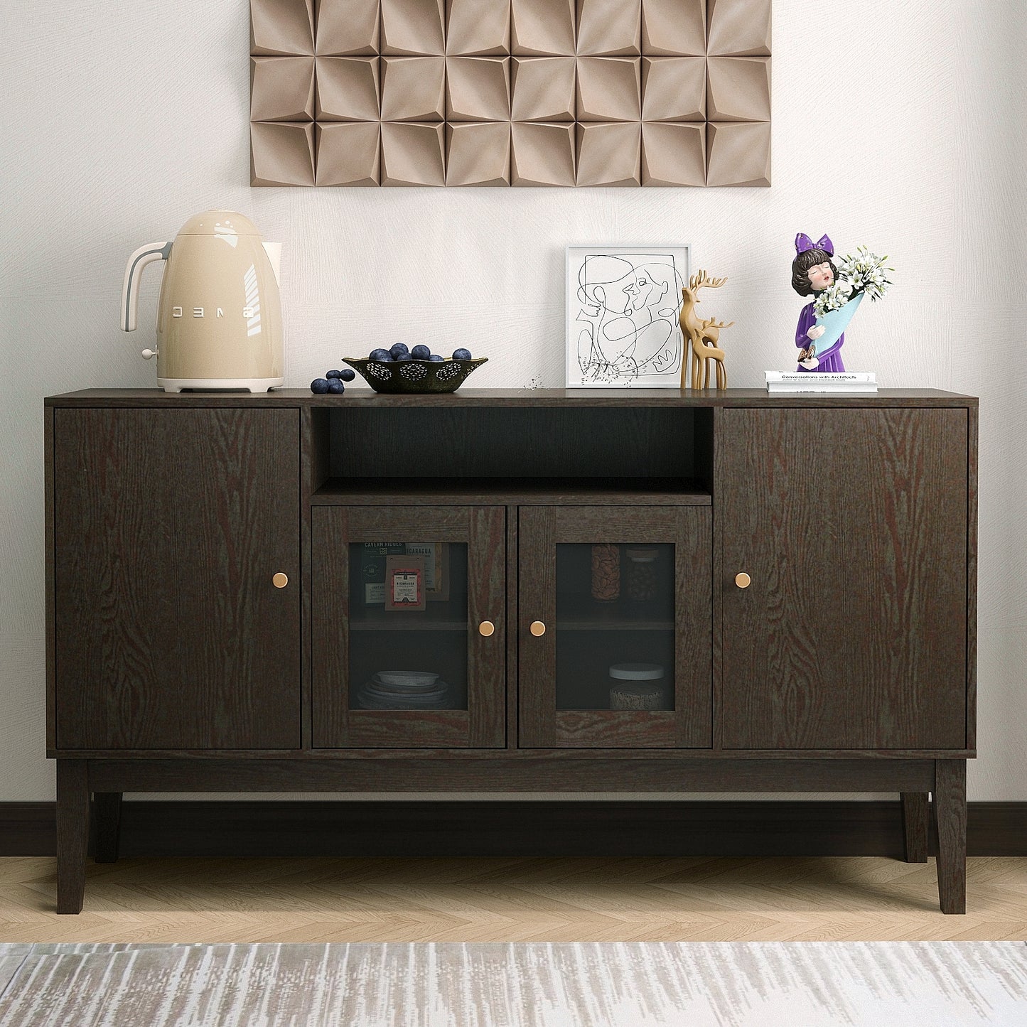 Oakridge Traditional Velvet Sideboard Console Table