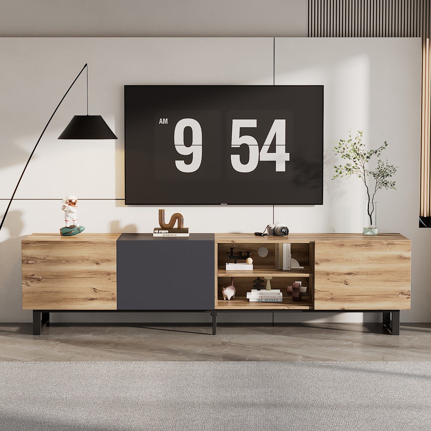 Jiron Modern Open Shelves Media Console