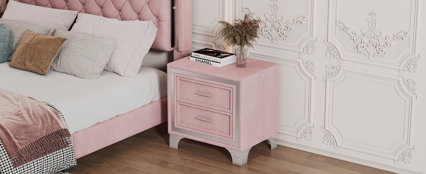Sonoma Contemporary Velvet Bedside Table