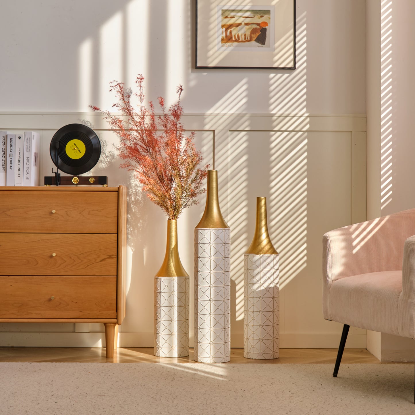 Irvington Modern Floor Metal Vases Set