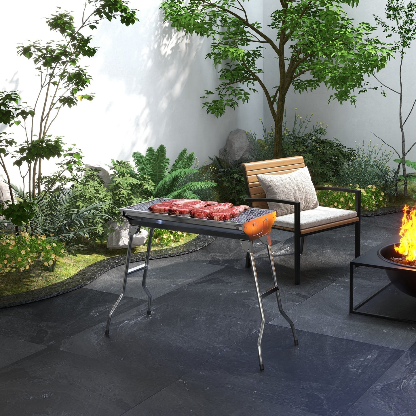 Bartholomew Industrial Stainless Folding Charcoal Grill
