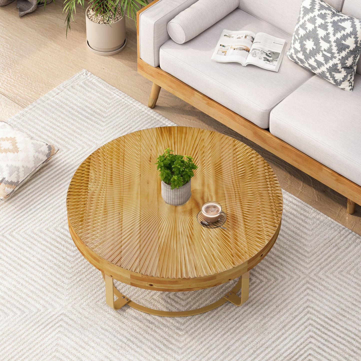 Irvington Mid-Century Aurora Gold Carved Table