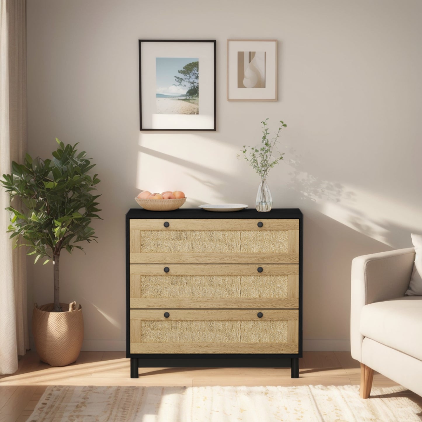 Lazzareschi Mid-Century Rope Woven Storage Cabinet