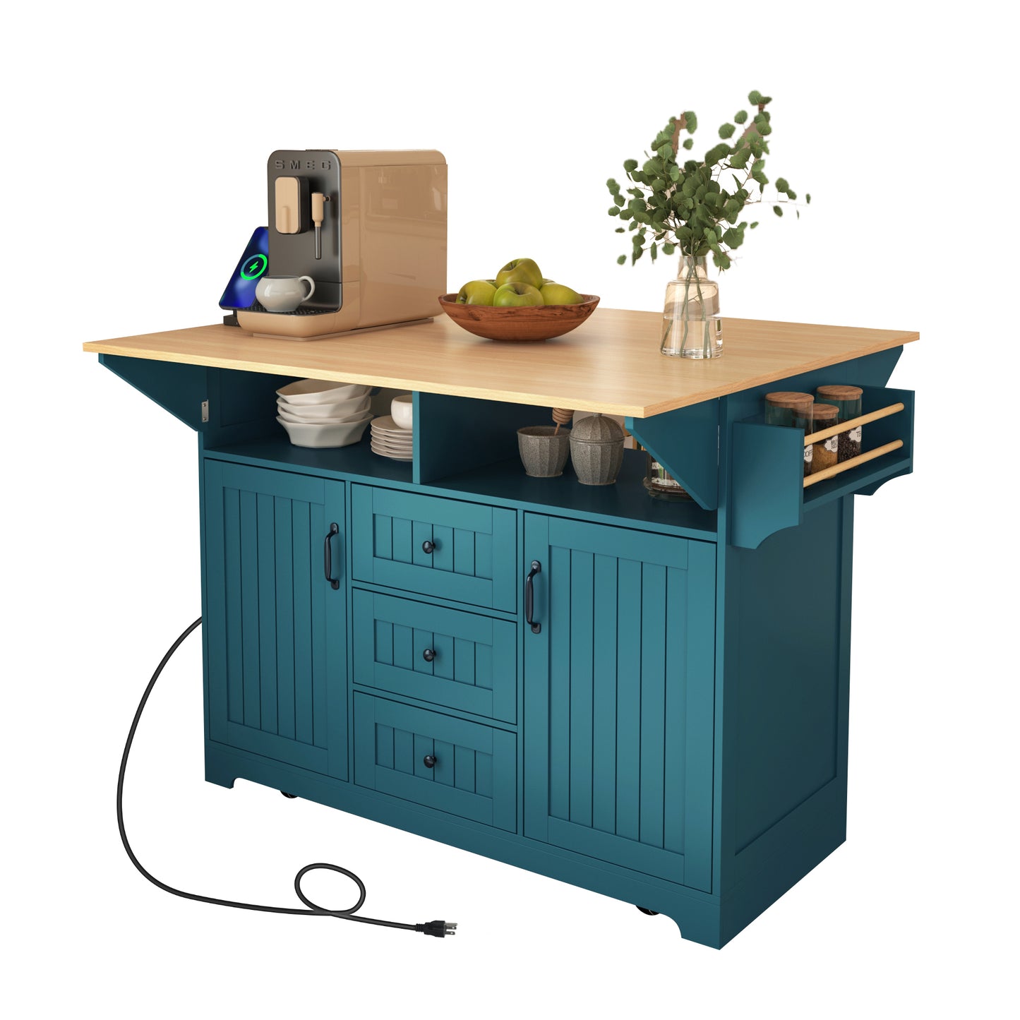 Cleo Modern Rolling Kitchen Cart