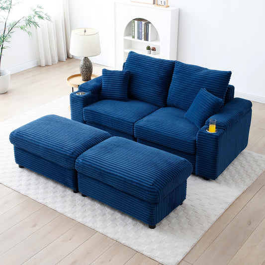 Bartholomew Contemporary Corduroy Modular Sofa Set