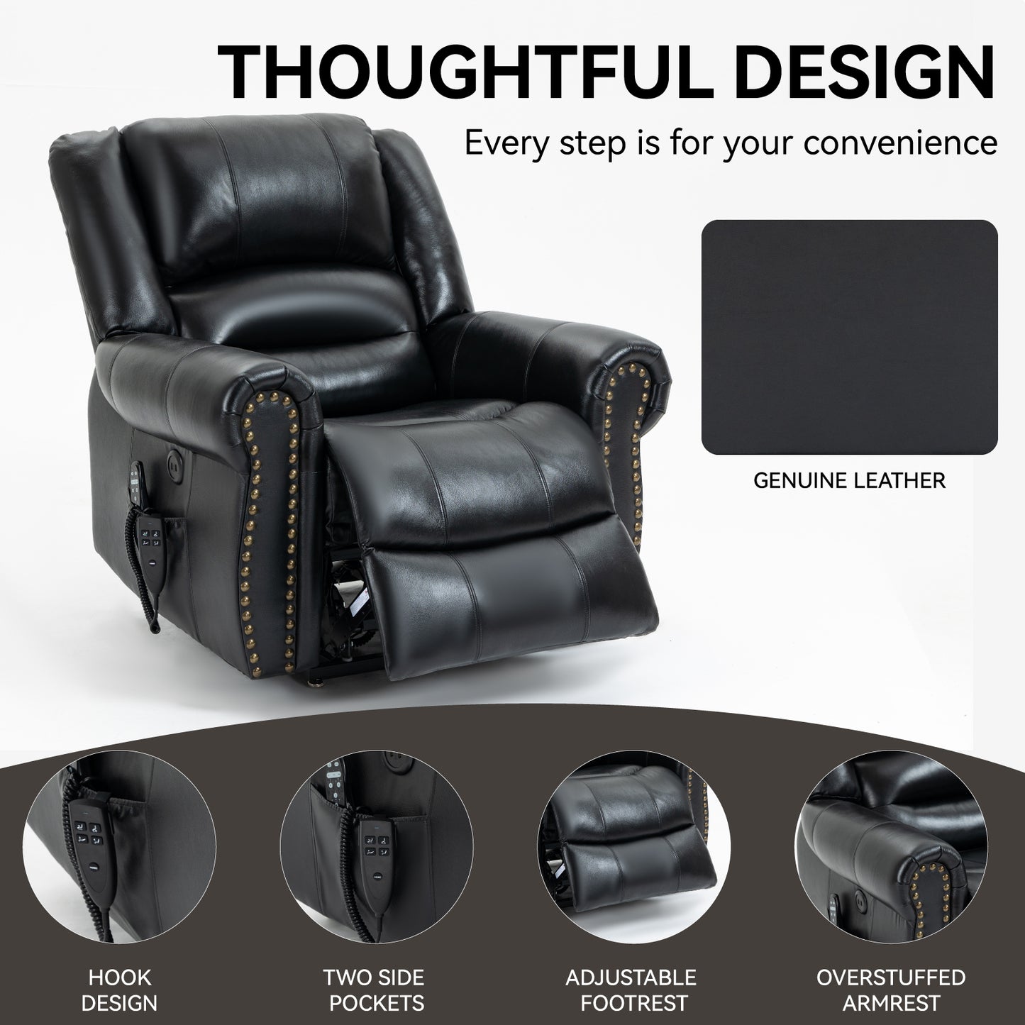 Sonoma Modern Genuine Leather Recliner Chair
