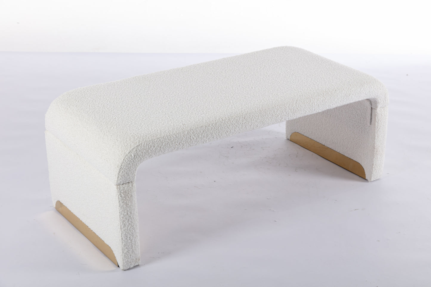 Mission Modern Boucle Fabric Ottoman Bench