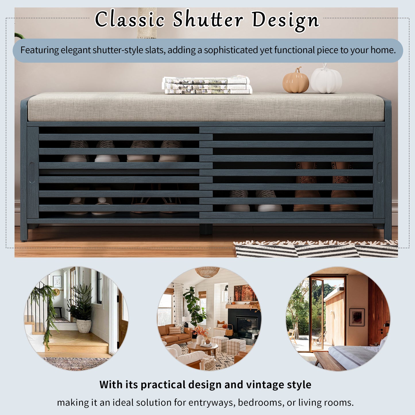 Lula Modern Shutter Storage Bench