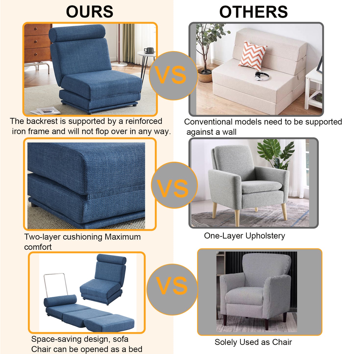 Marcel Modern Foldable Linen Sofa Chair