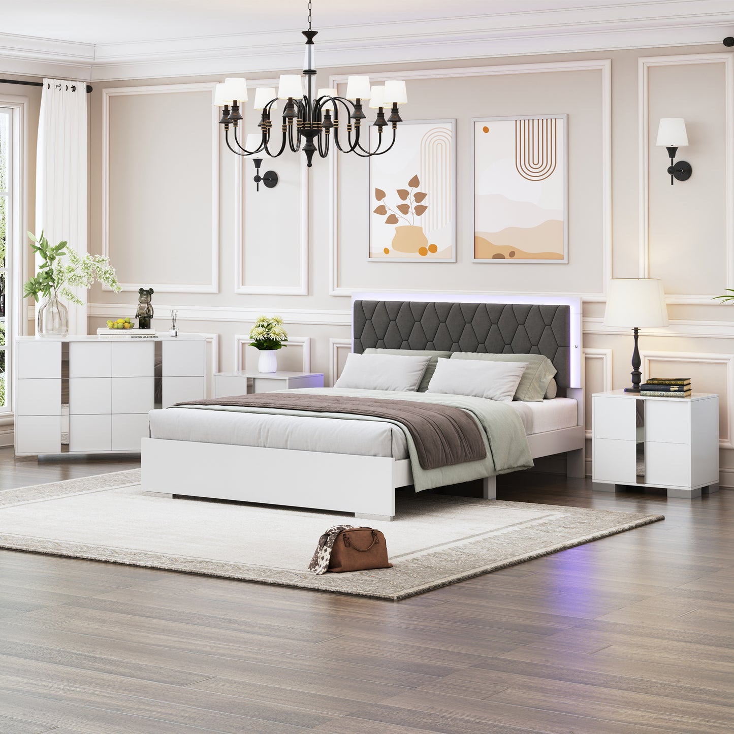 Sonoma Contemporary LED Upholstered Bedroom Set