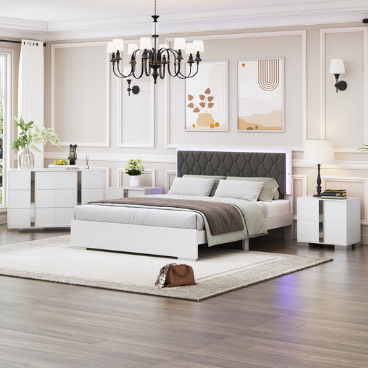 Sonoma Contemporary LED Upholstered Bedroom Set