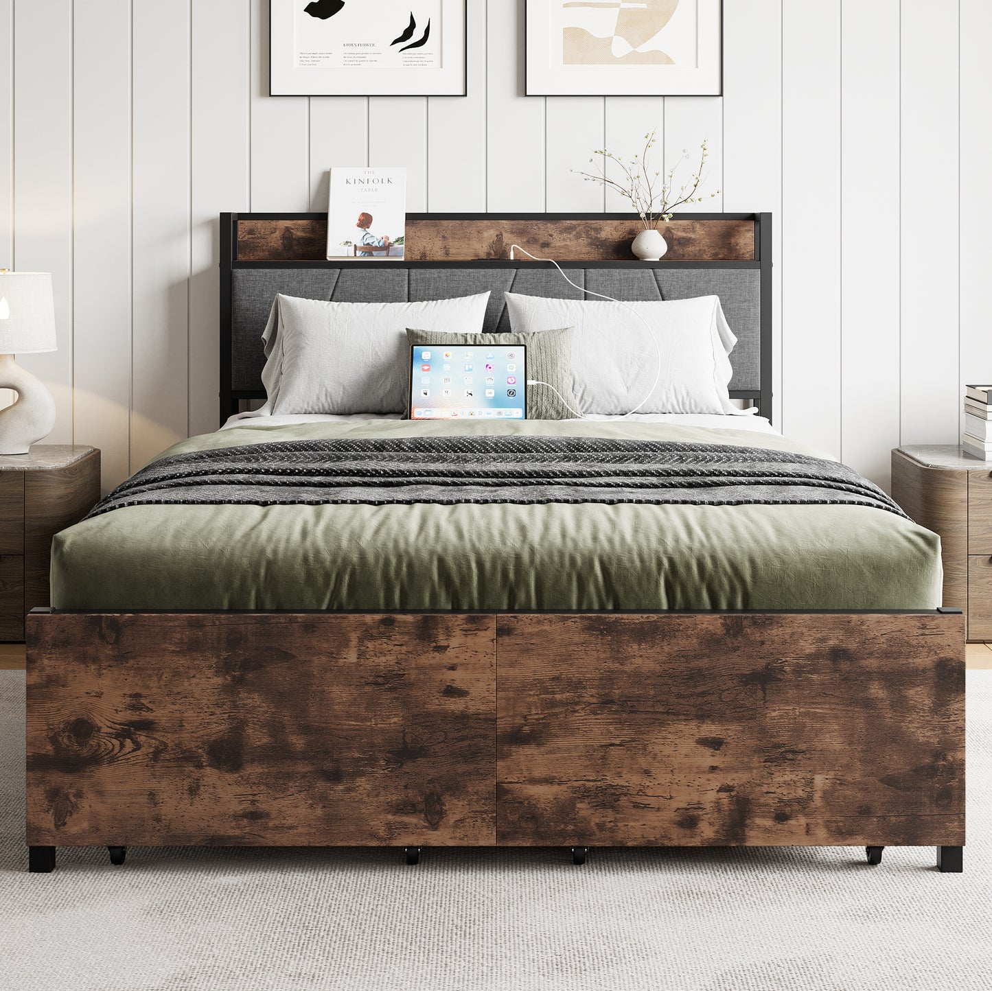 Eda Industrial Vintage Storage Bed