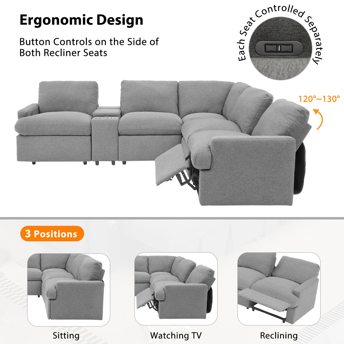 Marcel Contemporary Velvet Recliner Sectional