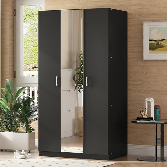 Marcel Modern 3 Door Wardrobe with Mirror and Storage Shelves