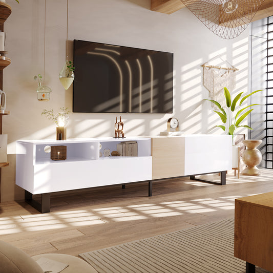 Jiron Modern TV Stand for 80'' TV with Storage & Drop-Down Doors