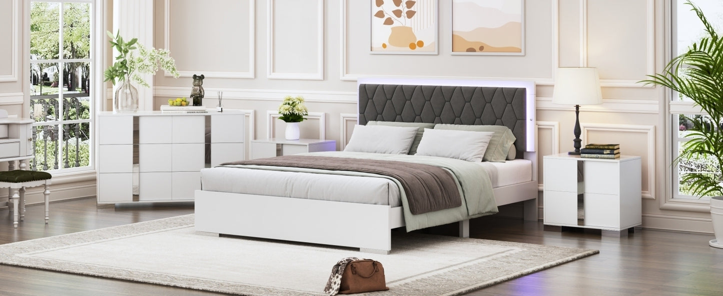 Sonoma Contemporary LED Upholstered Bedroom Set