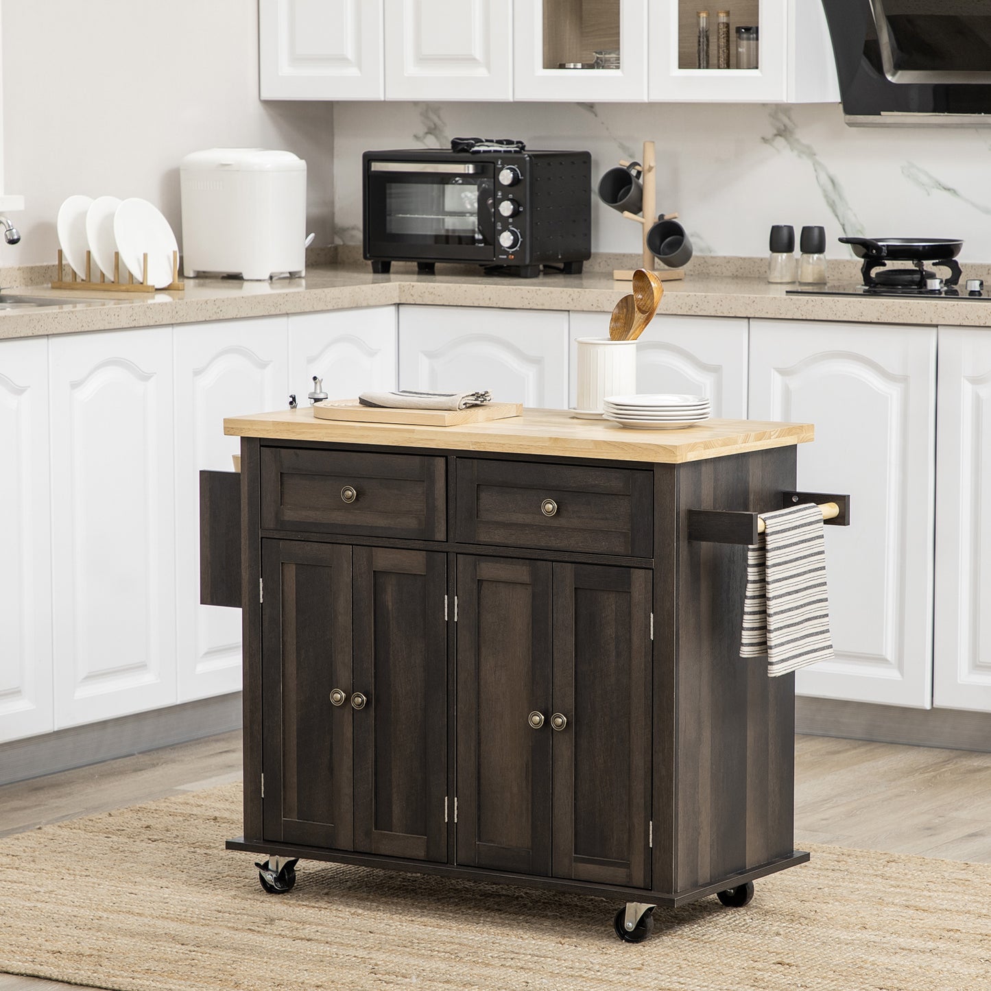 Centerville Modern Rolling Oak Kitchen Cart