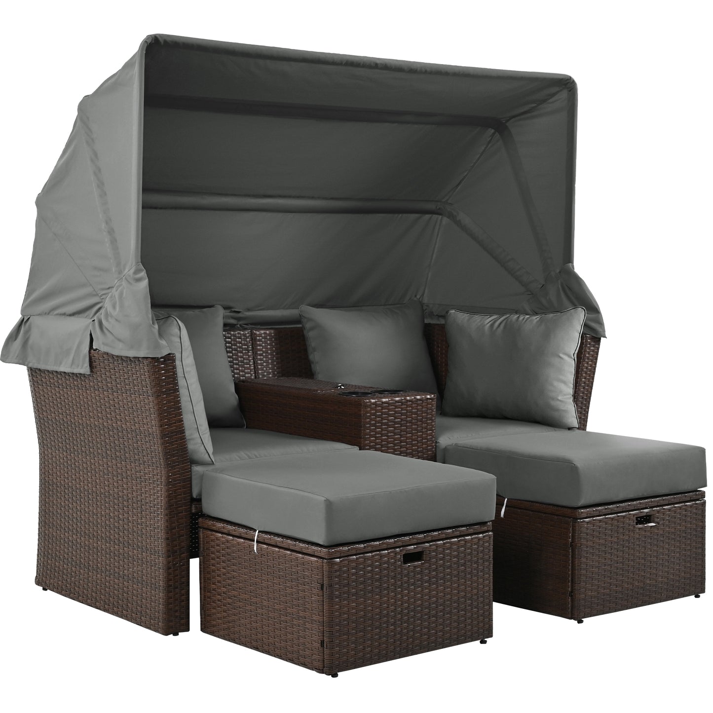 Amity Modern Loveseat Foldable Awning Daybed
