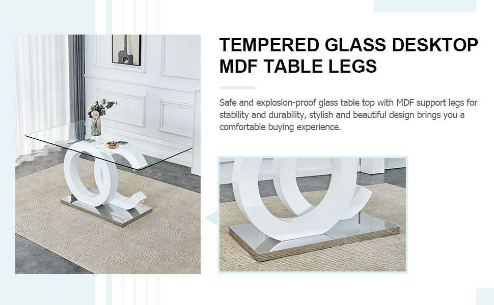 Marites Modern Minimalist Glass Dining Table