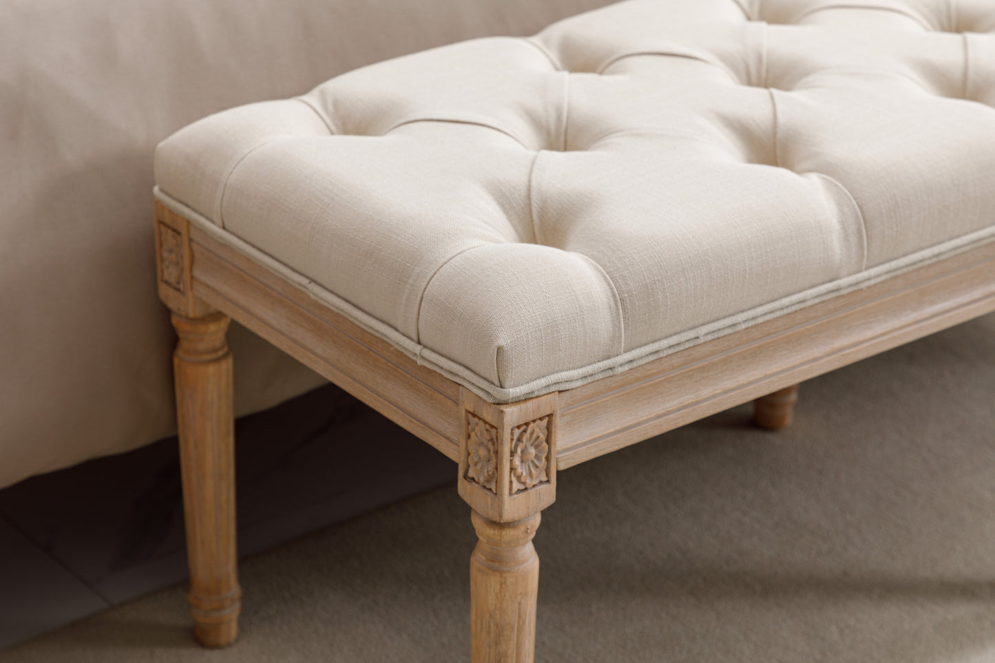 Oakridge Mid-Century Upholstered Tufted Bench
