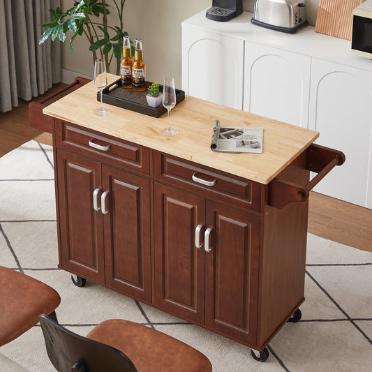 Elmcrest Traditional Velvet Kitchen Island Cart