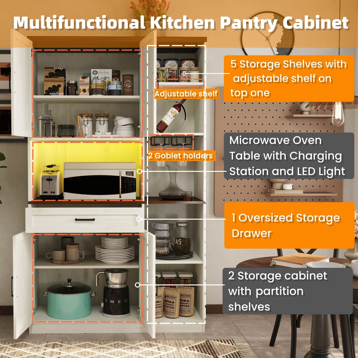 Calista Modern Multifunctional Pantry Sideboard